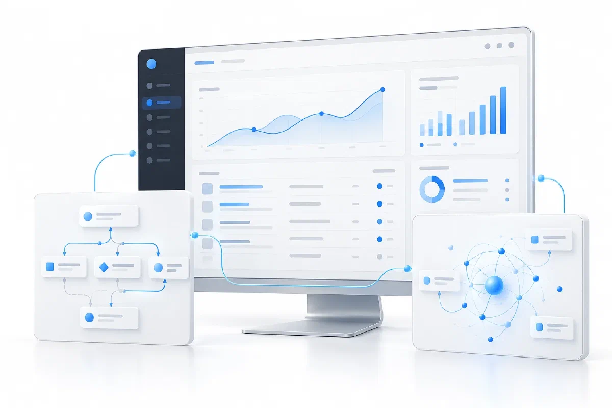 Enterprise business workspace connected to intelligent AI workflows